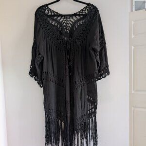 3/$30 Crochet fringe tie front shawl